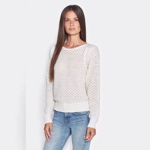 Joie Moxya Pointelle Puff Sleeve Sweater Wool Blend Size Medium